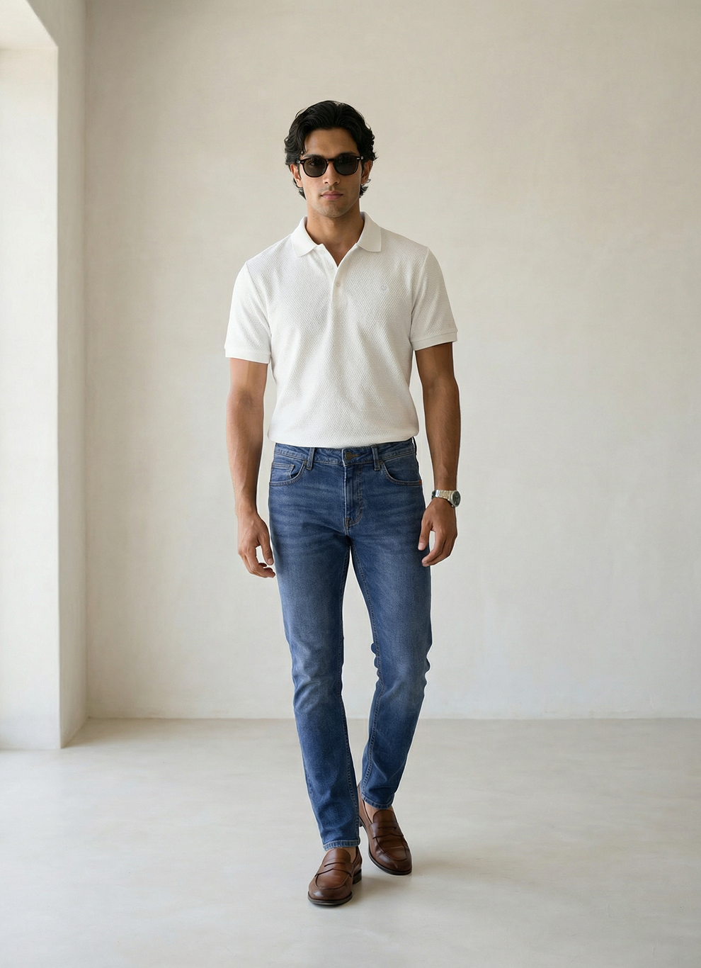 Stone Wash Cotton Slim Fit Jeans