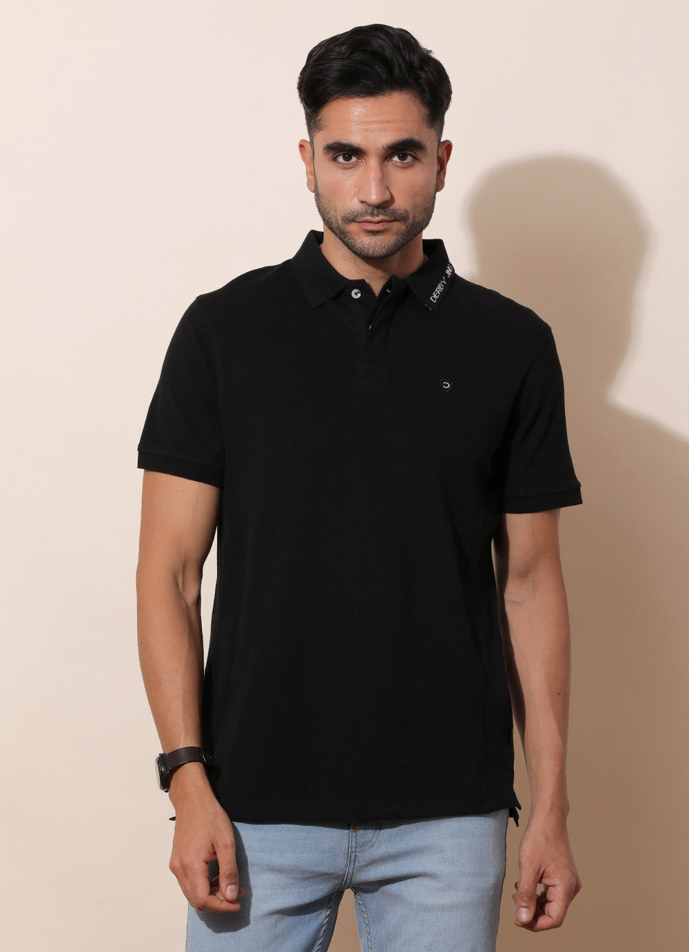 Sturdy Black (Crafted From Pique Cotton, Featuring A Classic Regular Fit Design).