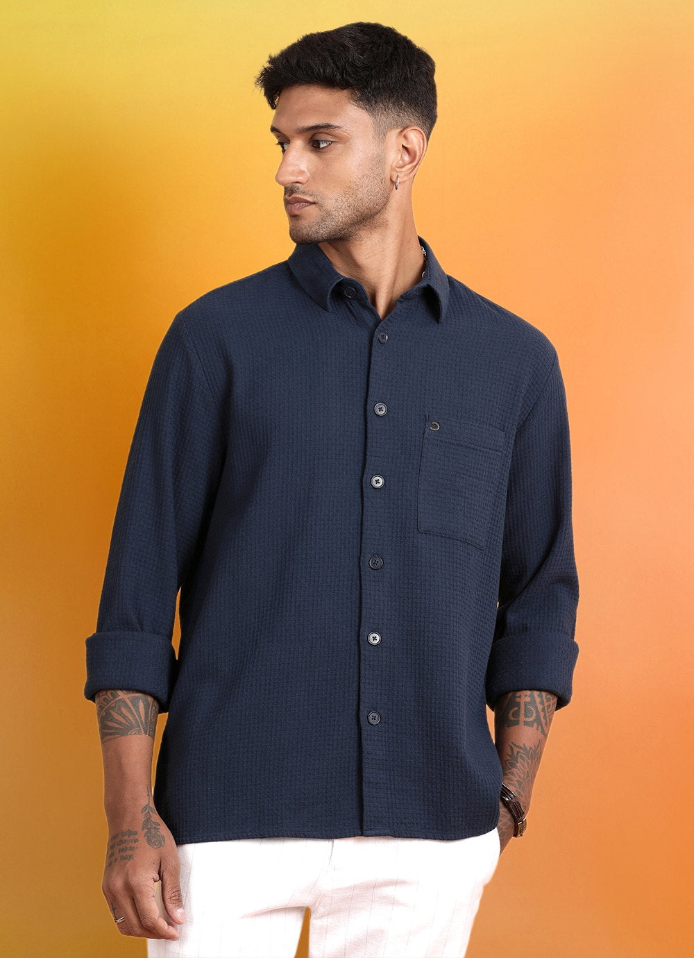 Navyblue Waffle Slim Fit Shirt