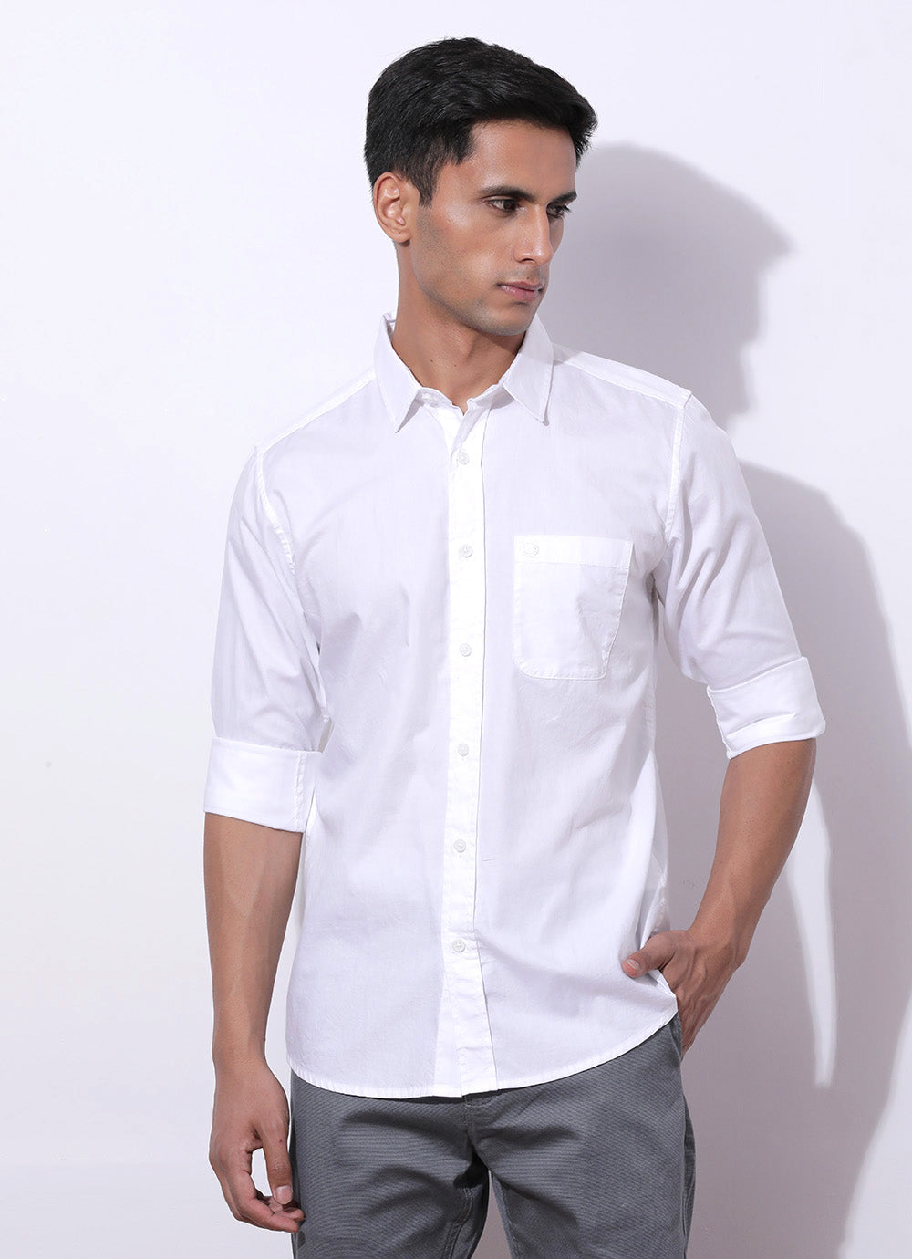 Ghost White -Cotton Slim Fit Shirt