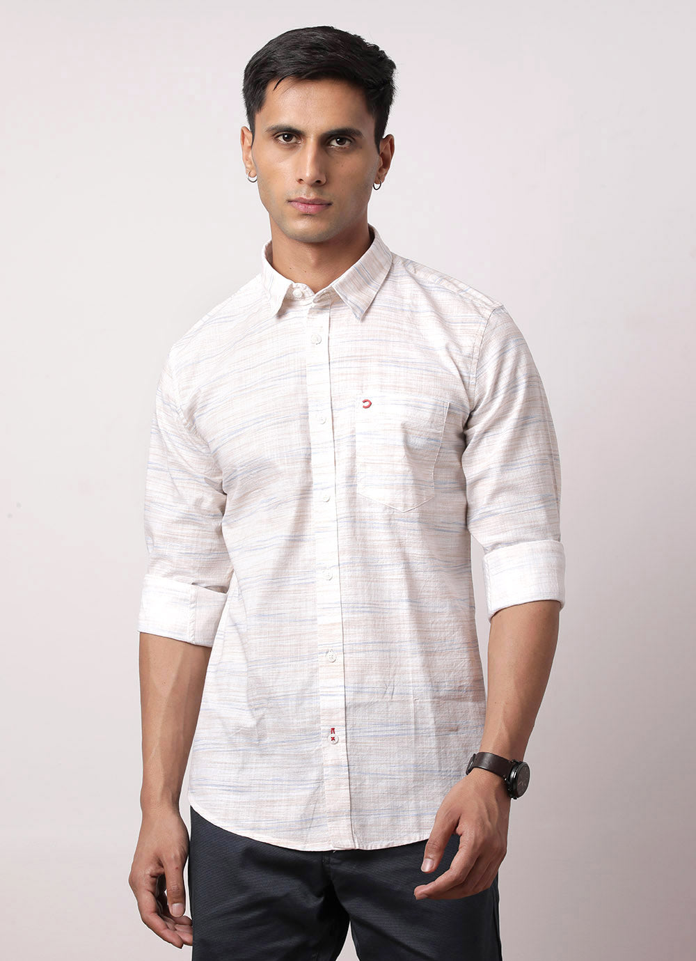 Haw Red Printed Cotton Slim Fit Shirt