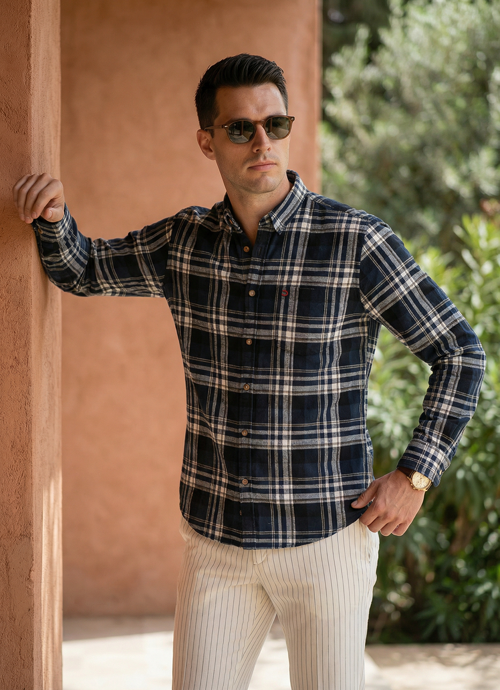 Teal Cotton Slim Fit Full Sleeve Shirt