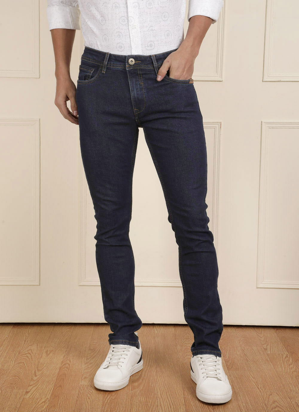 Blue Twill Slim Fit Clean Look Jeans