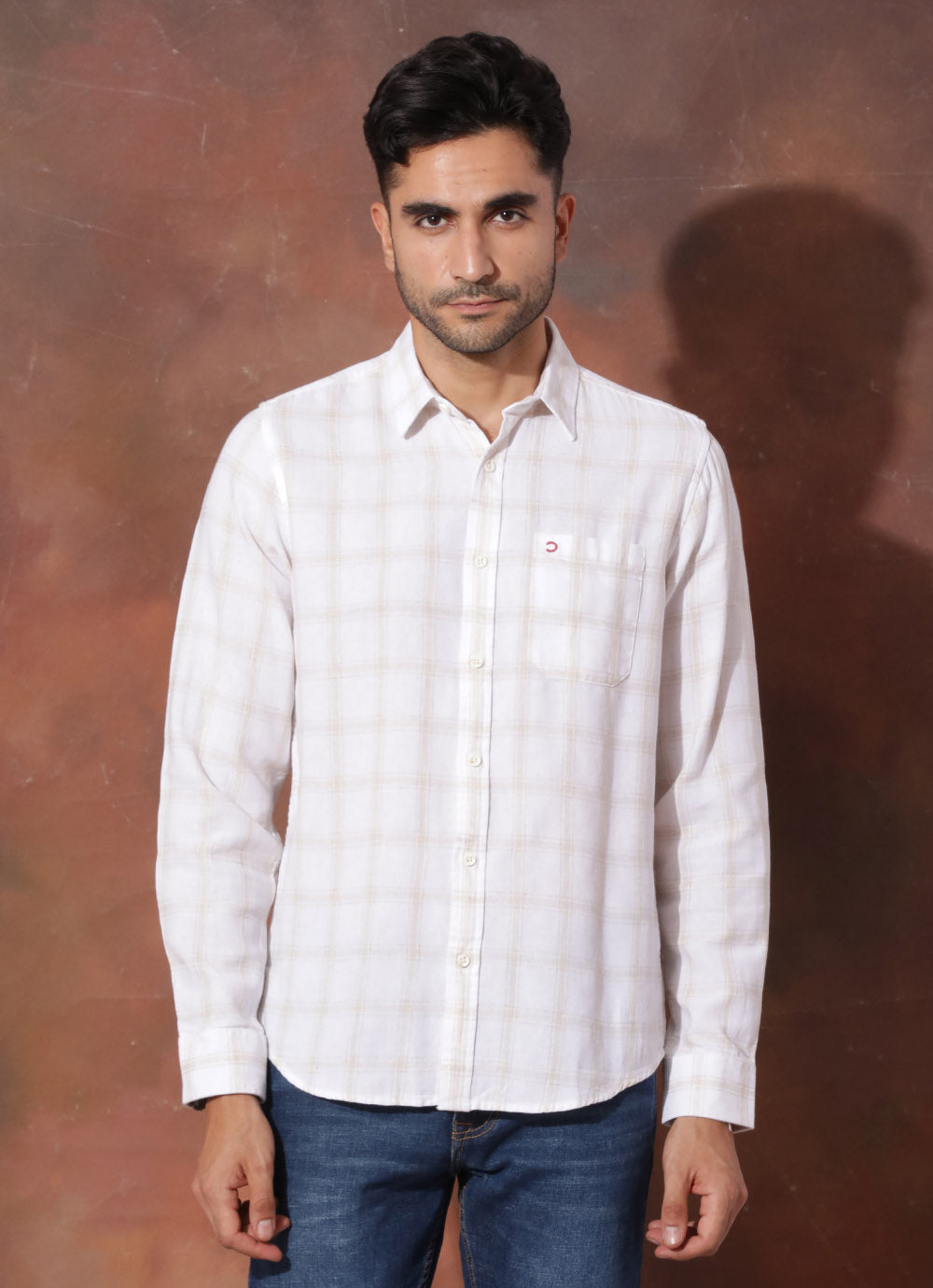 Pire Natural -  Slim Fit Checked Shirt With Single Patch Pocket