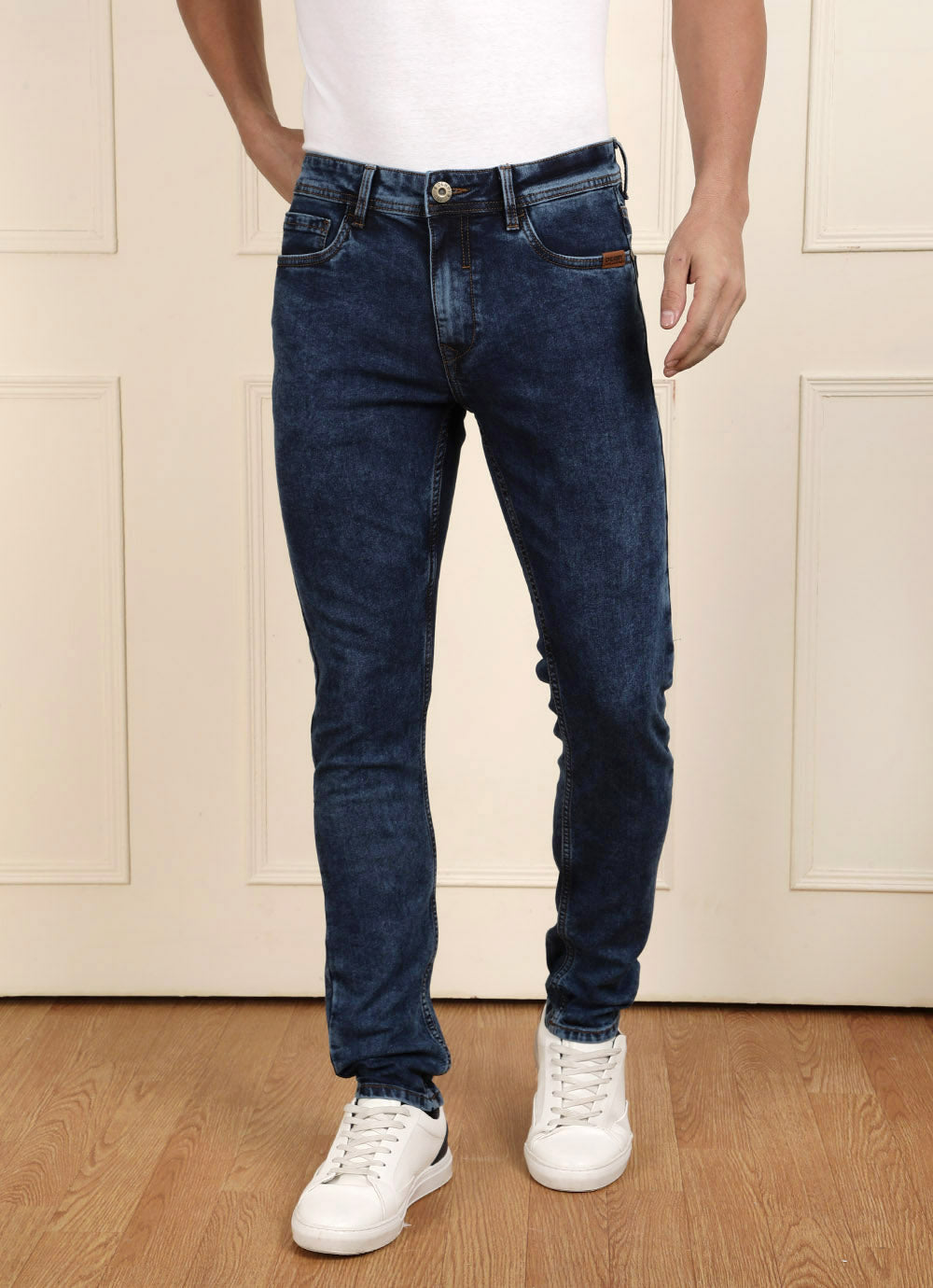 Blue Twill Rinse washed Slim Fit Jeans