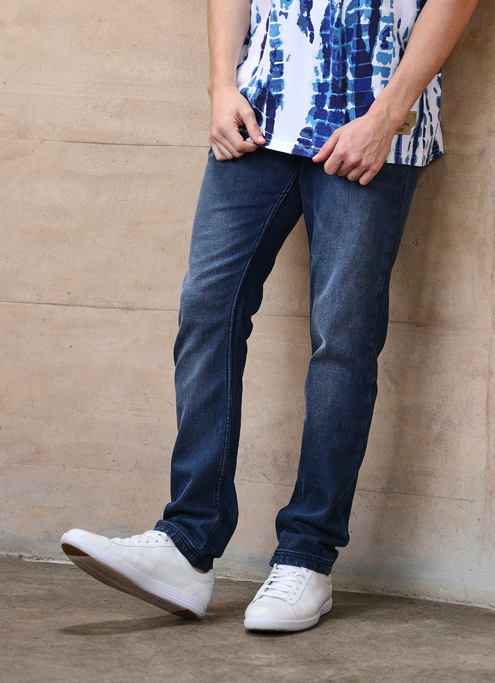 Blue Faded Twill Slim Fit Jeans
