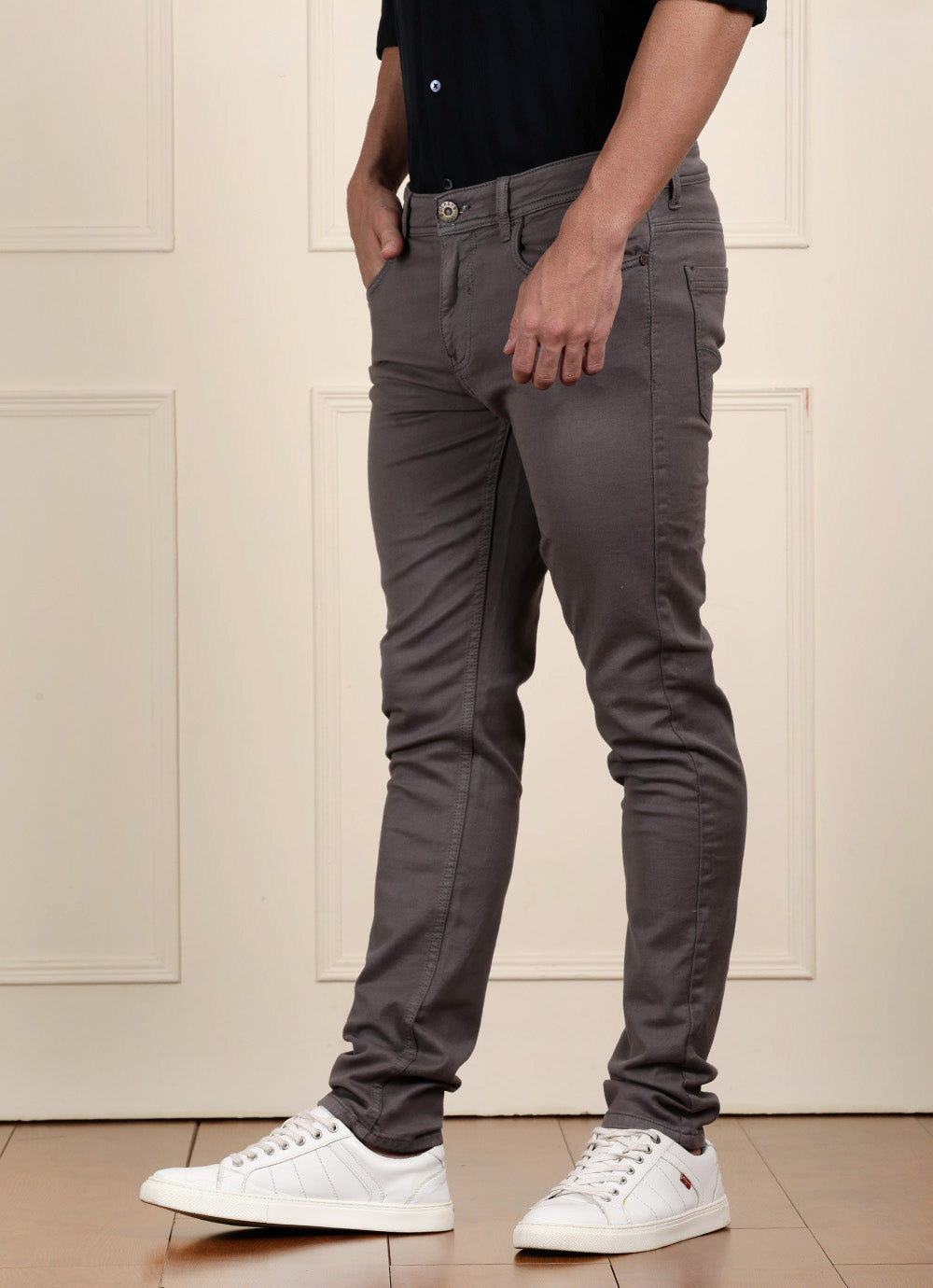 Light Grey Knitted Slim Fit Jeans