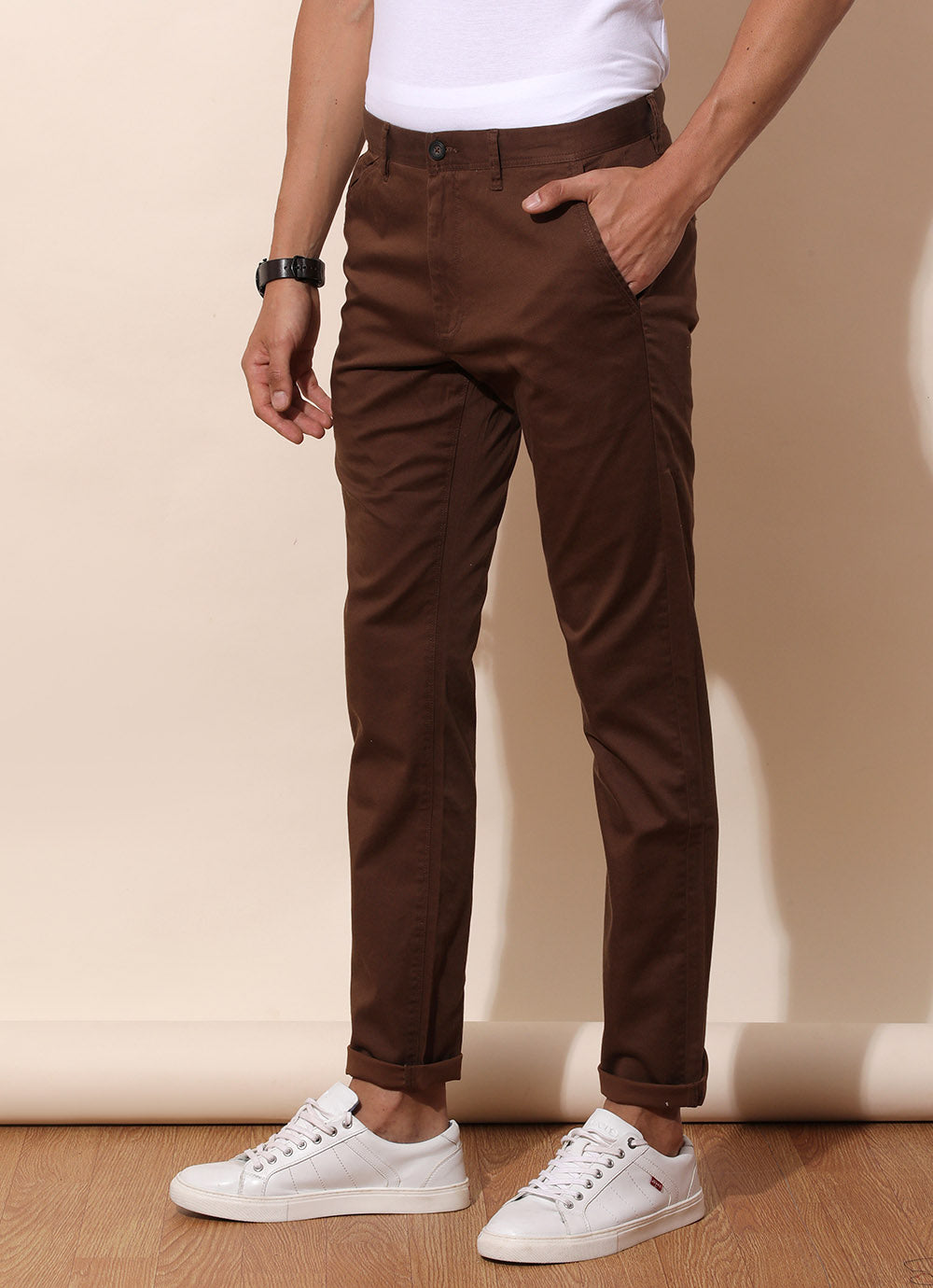 Bittersweet Red -Slim Fit Cotton Trouser