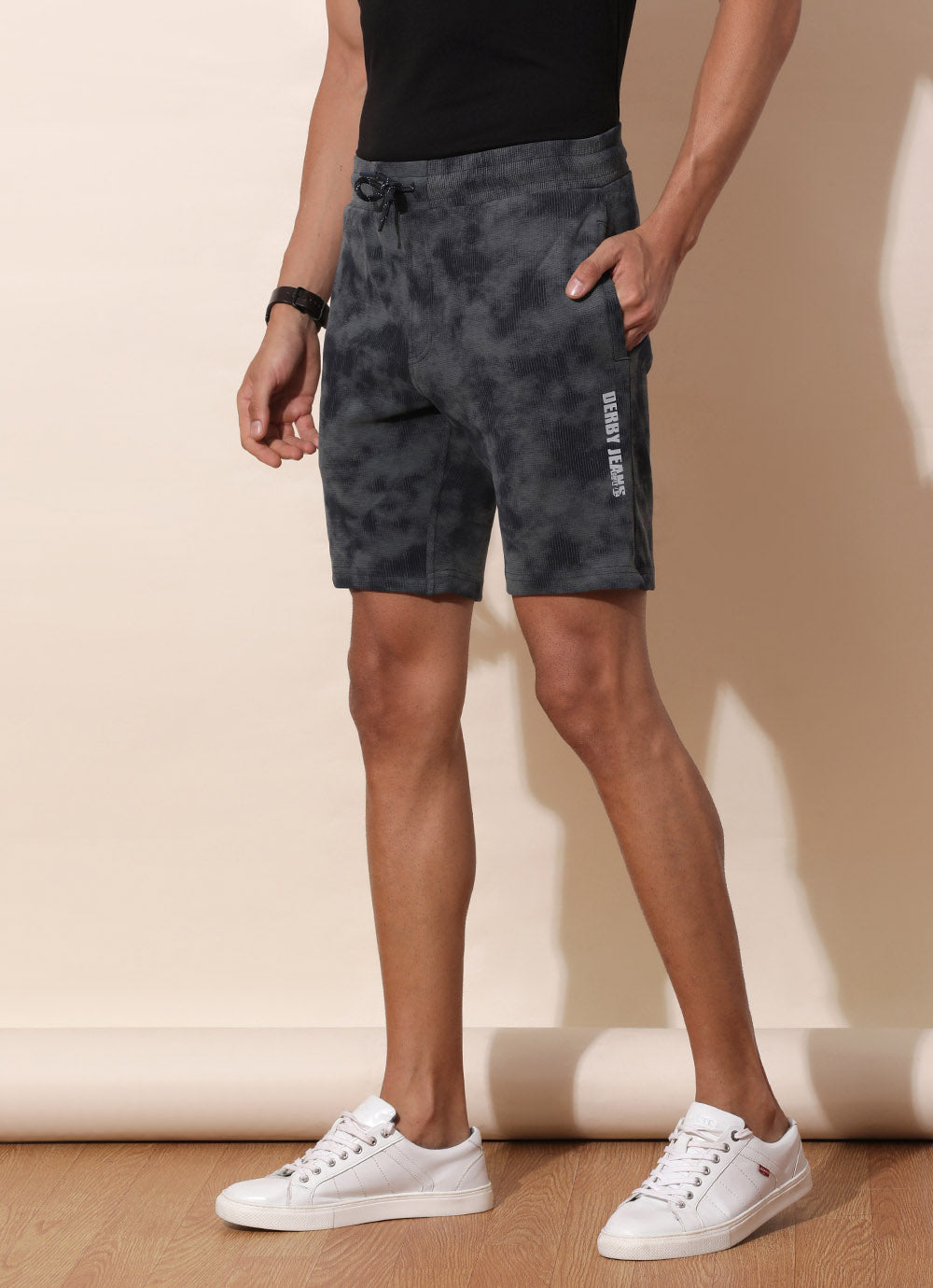 Blue Cotton Slim Fit Shorts with Utility Pocket
