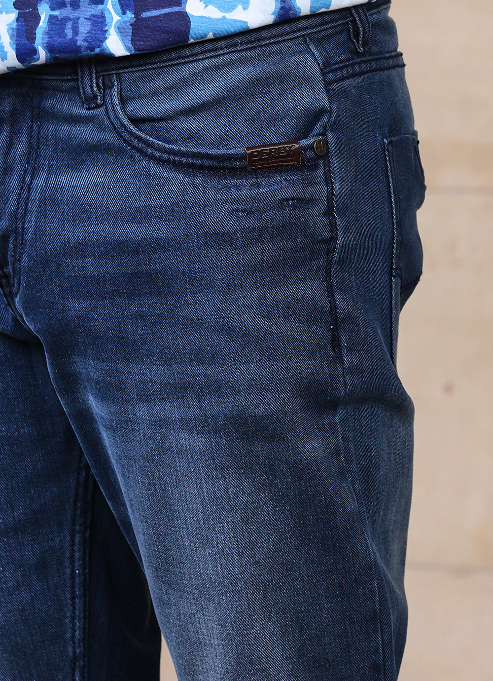 Blue Faded Twill Slim Fit Jeans