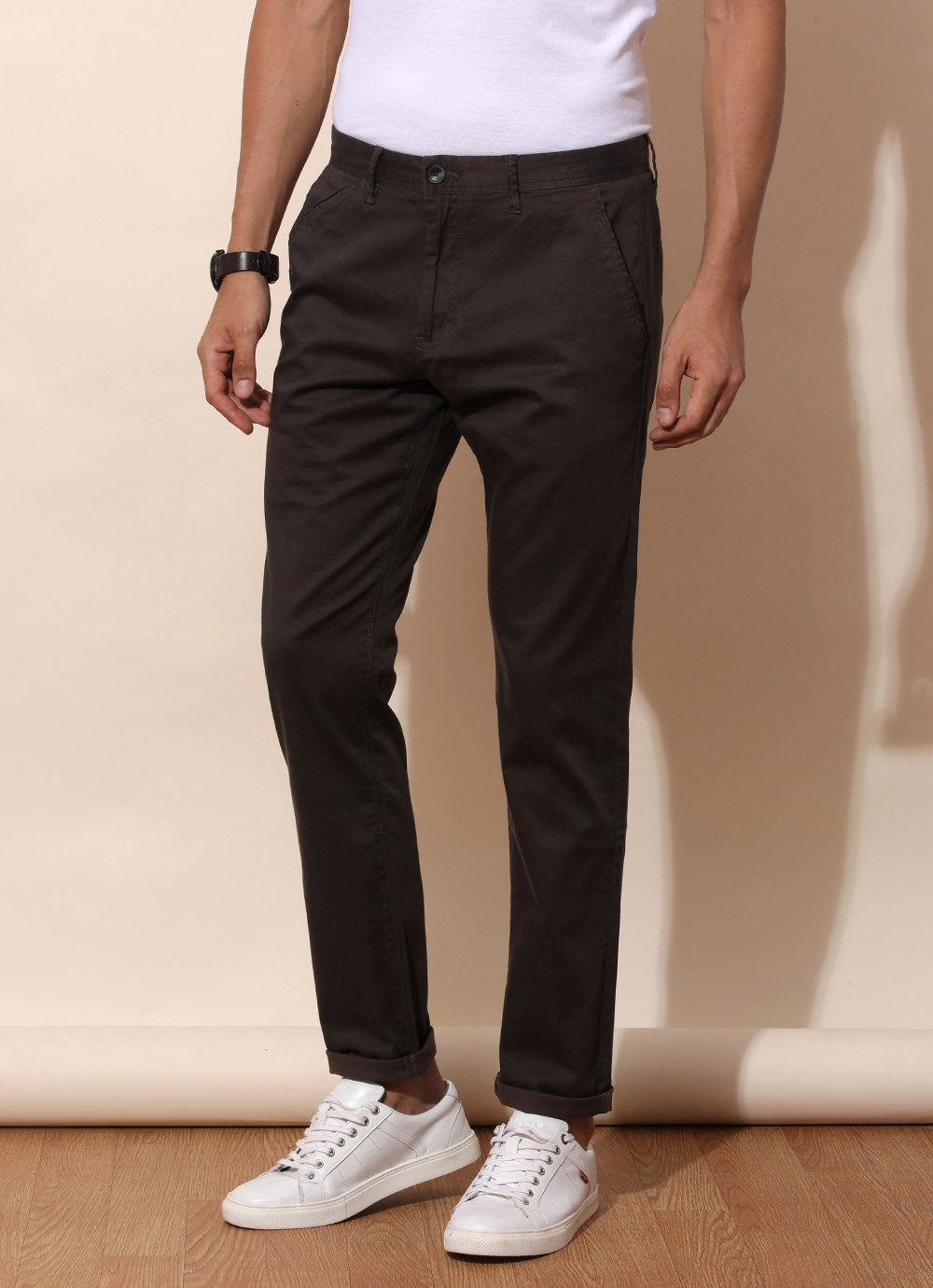 Black Printed Slim Fit Cotton Trouser