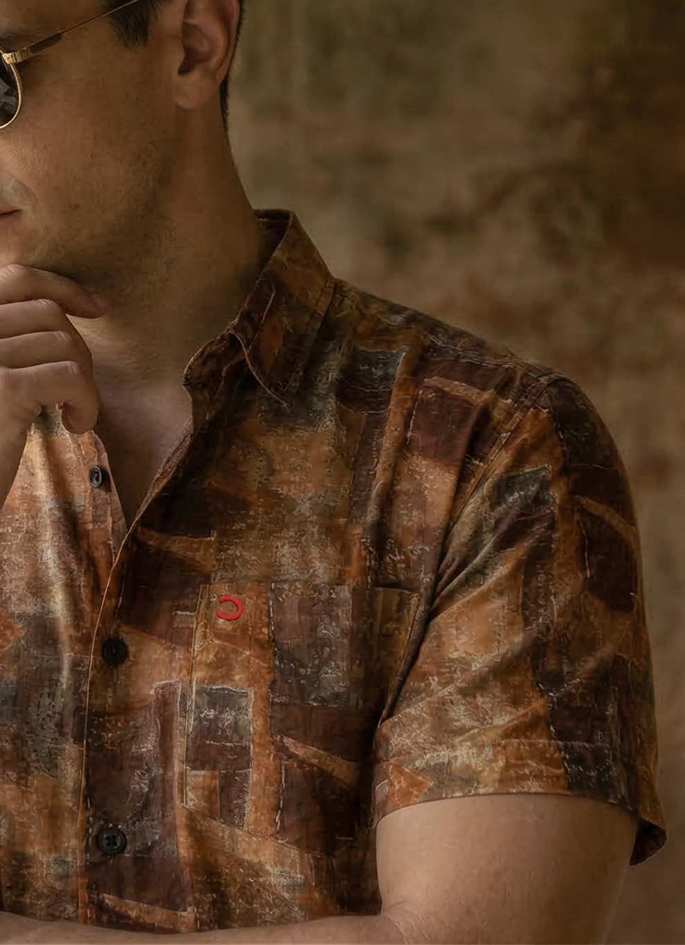 Coral Cotton Stripes Slim Fit Half Sleeve Shirt
