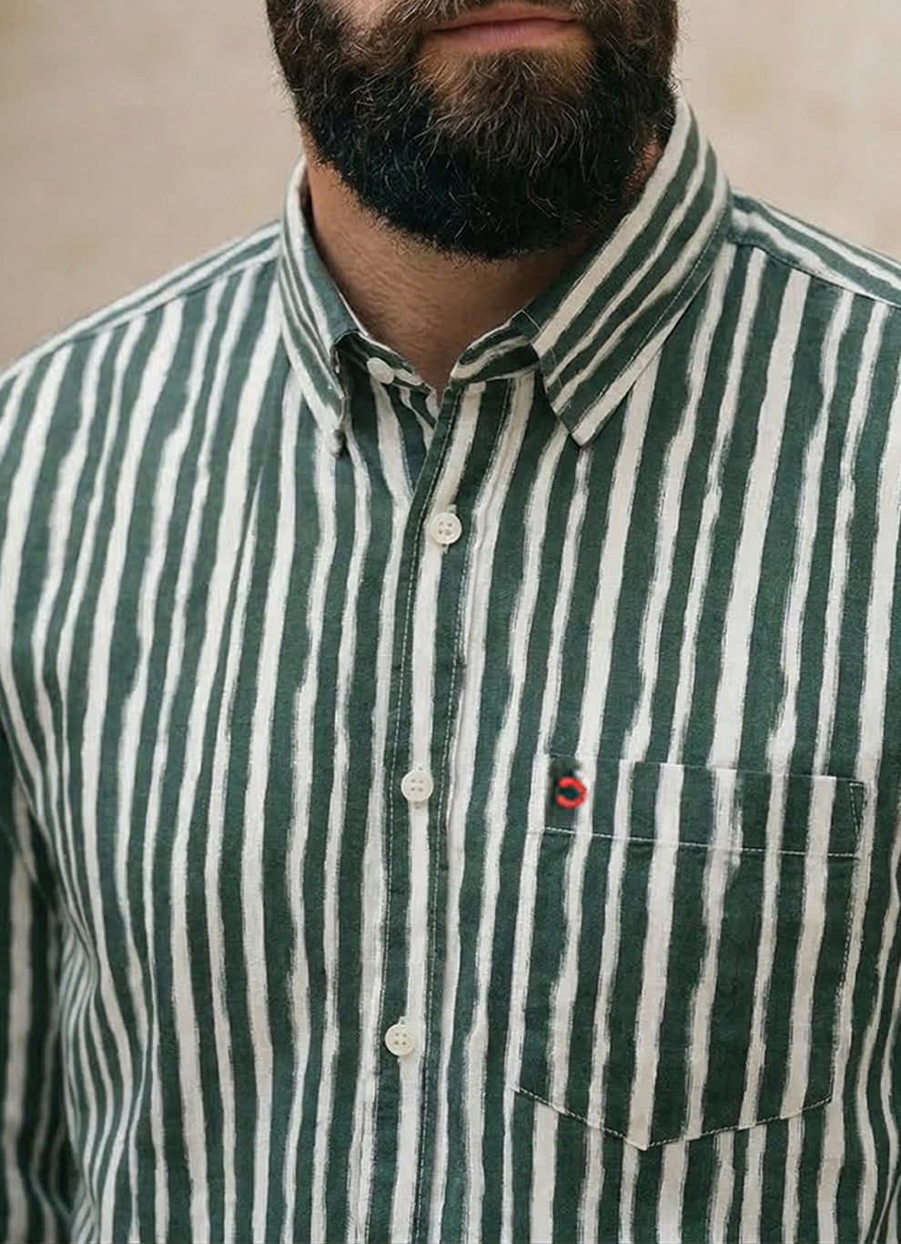 Olive Cotton Slim Fit Full Sleeve Shirt