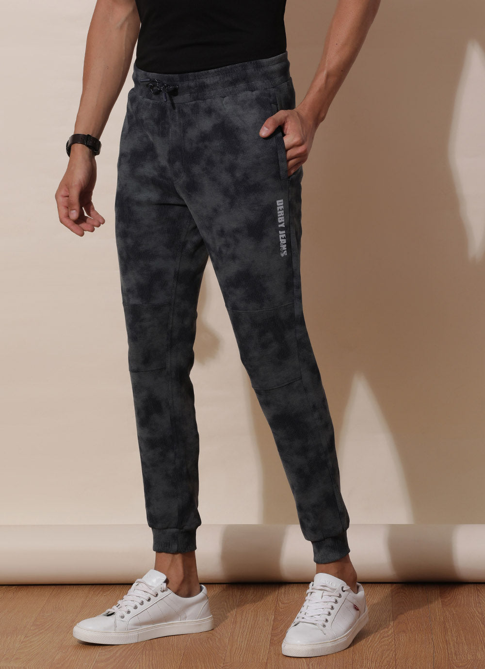 Blue Cotton Knitted Jogger with Side pocket with Flap