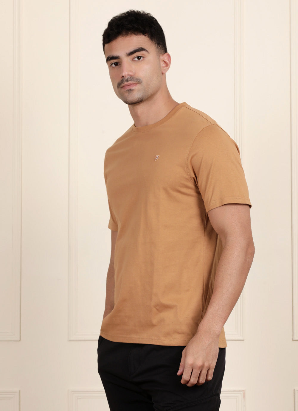 Khaki Round Neck Slim Fit Tshirt