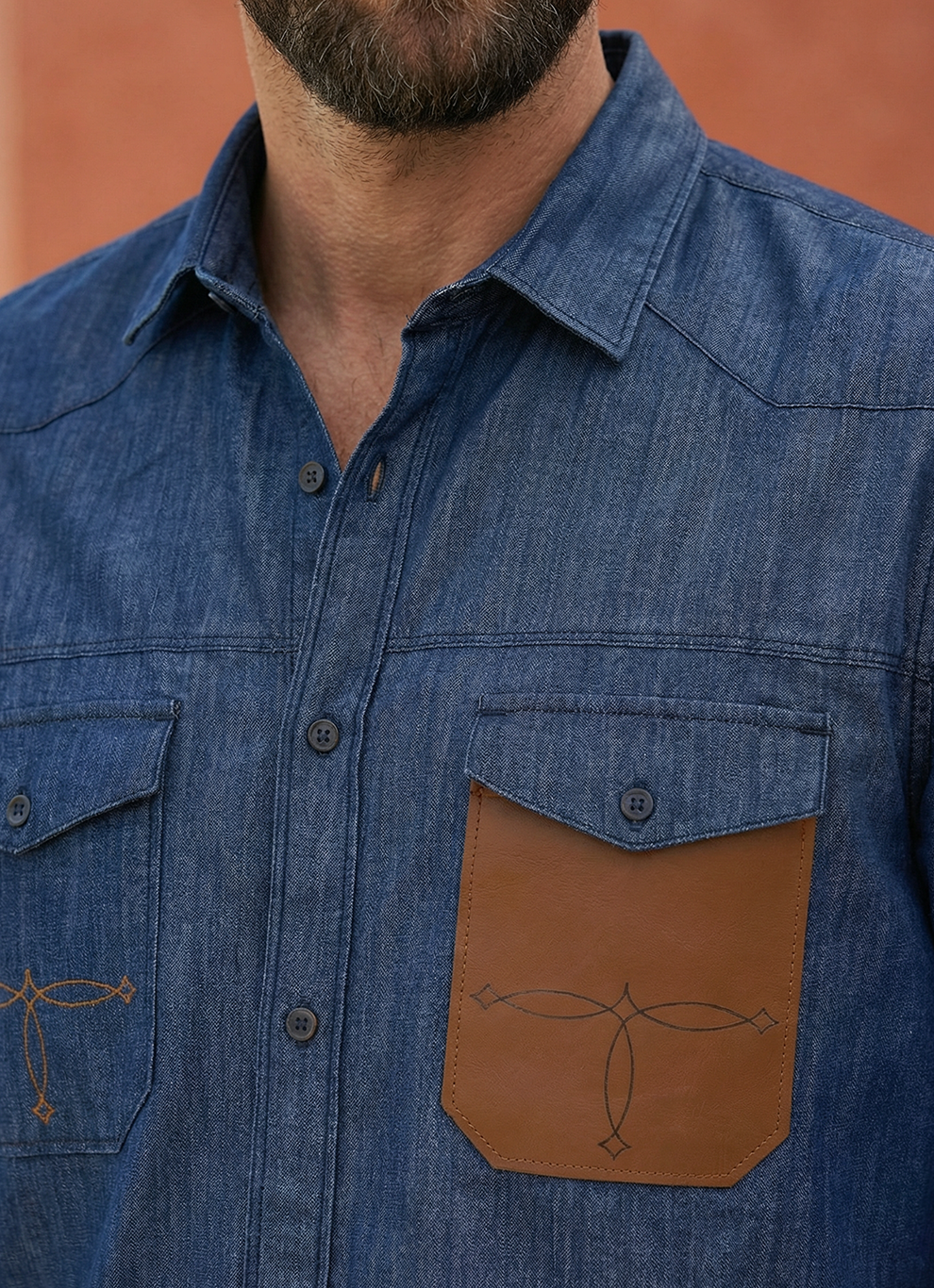 Blue Chambray Denim Cotton Slim Fit Full Sleeve Shirt