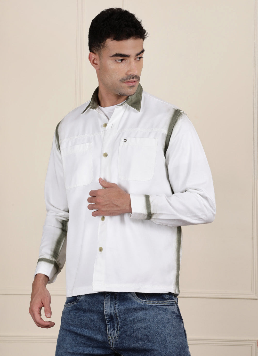 White Solid Cotton Slim Fit Shirt