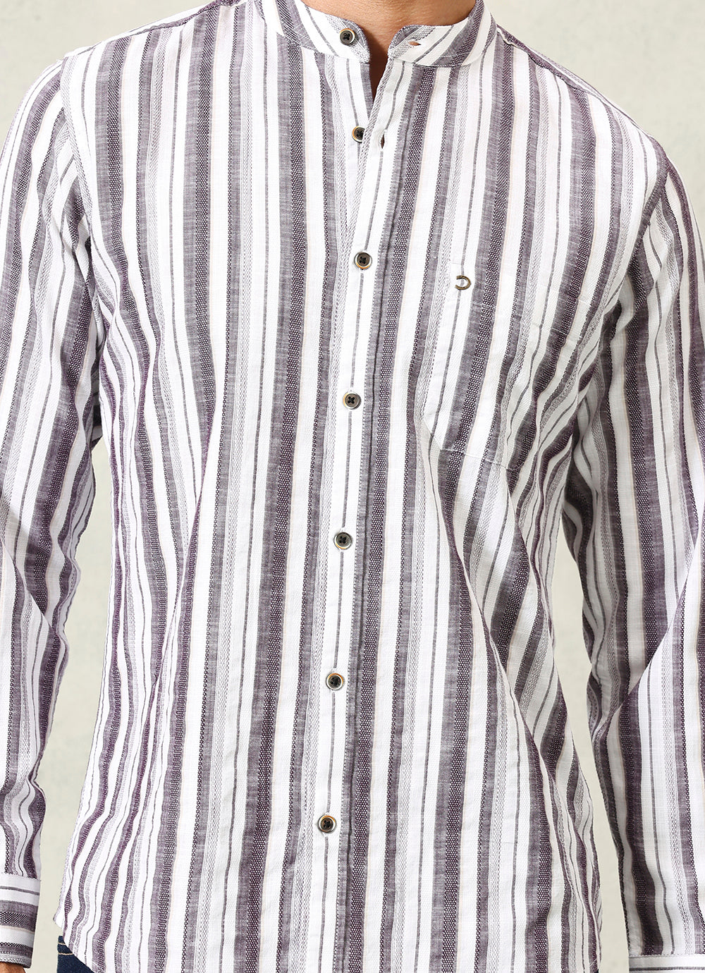 Maroon Stripes Cotton Slim Fit Shirt