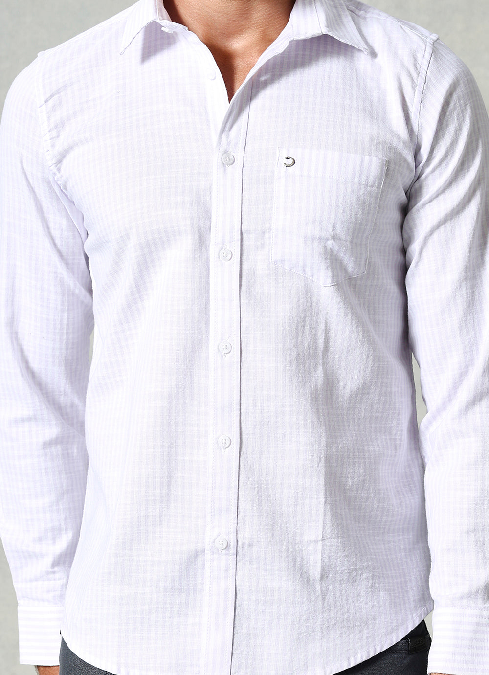 Purple Stripes Cotton Slim Fit Shirt