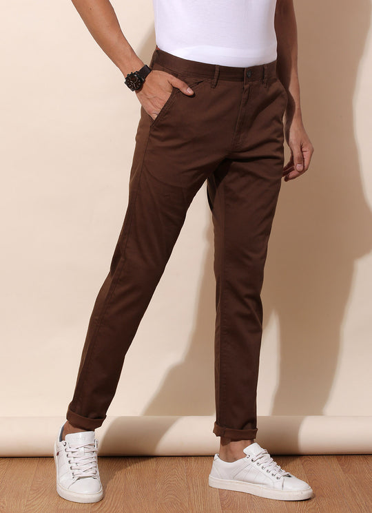 Bittersweet Red -Slim Fit Cotton Trouser