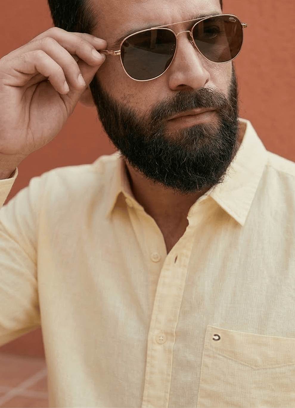 Yellow Cotton Slim Fit Full Sleeve Shirt