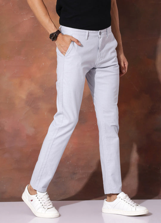 Vanda Blue- Slim Fit Slub Cotton Trouser