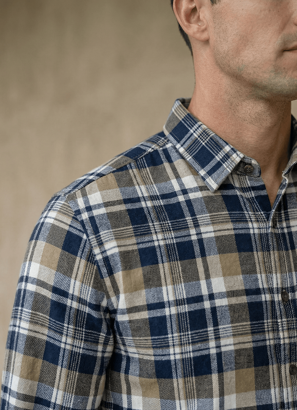 Navy Check Cotton Slim Fit Full Sleeve Shirt