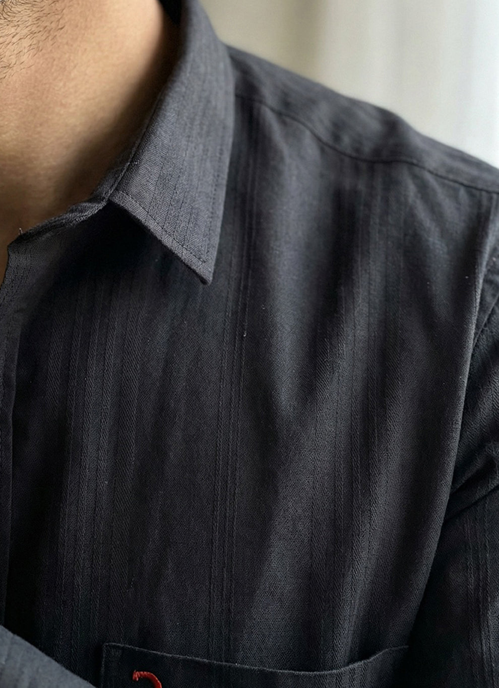Black Cotton Slim Fit Full Sleeve Shirt