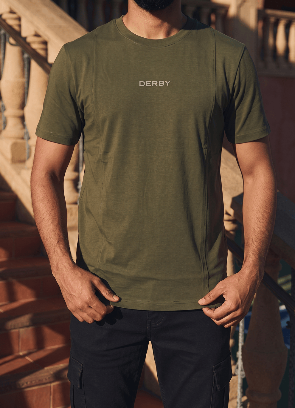 Olive Cotton Regular Fit Tshirt