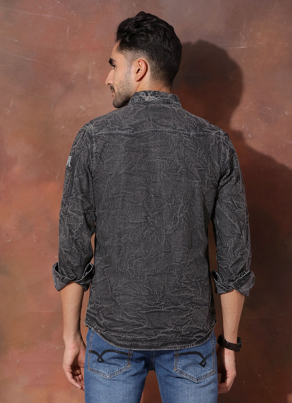 Fort Black -Solid Indigo Slim Fit Shirt