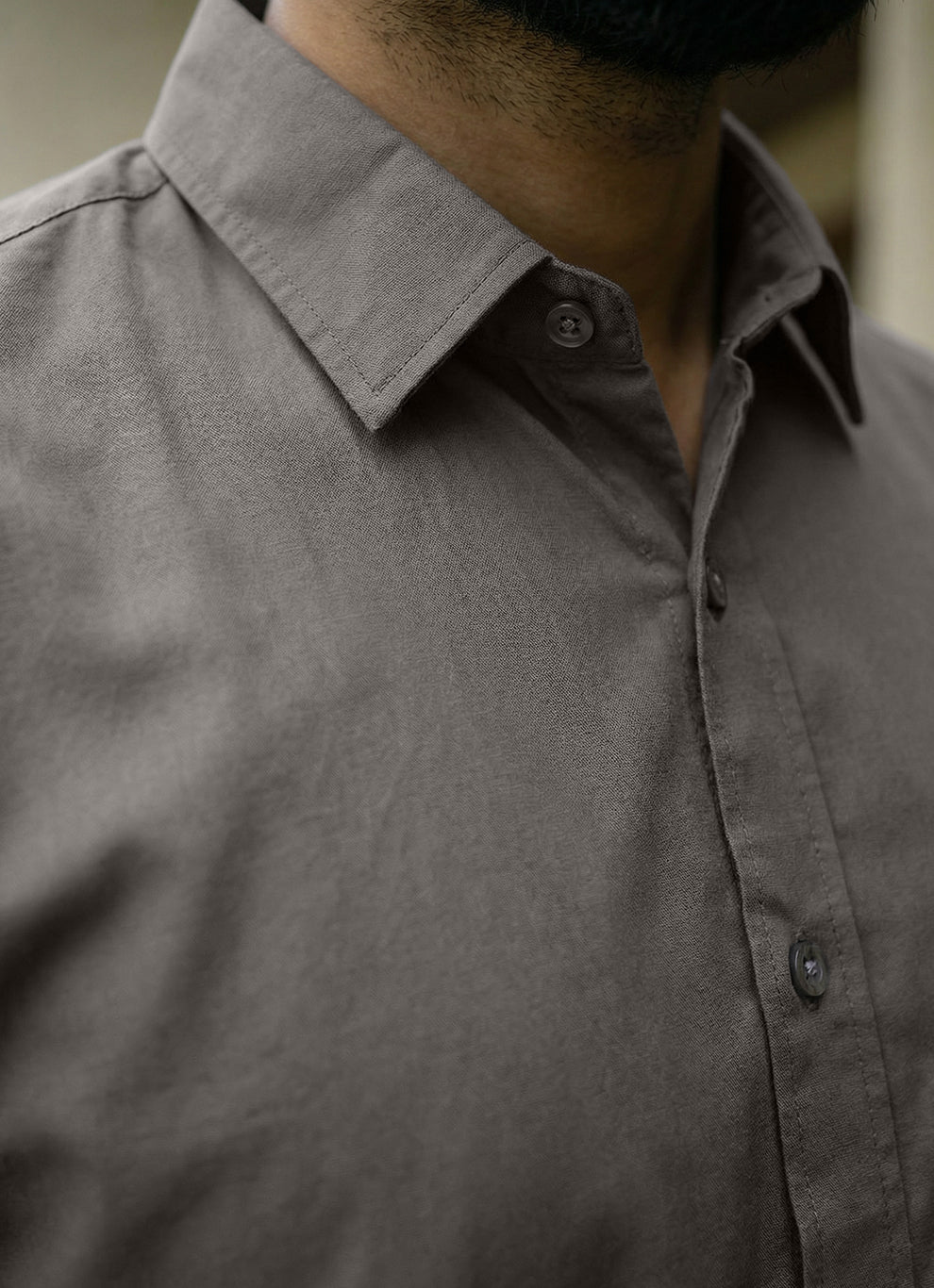 Dark Grey Cotton Satin Print Slim Fit Full Sleeve Shirt