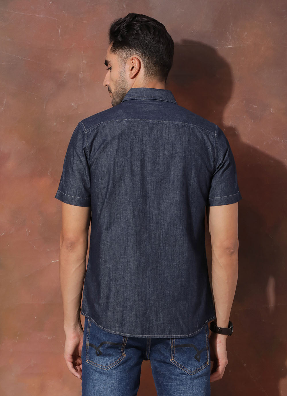 Oceanic Blue Solid Indigo Slim Fit Shirt