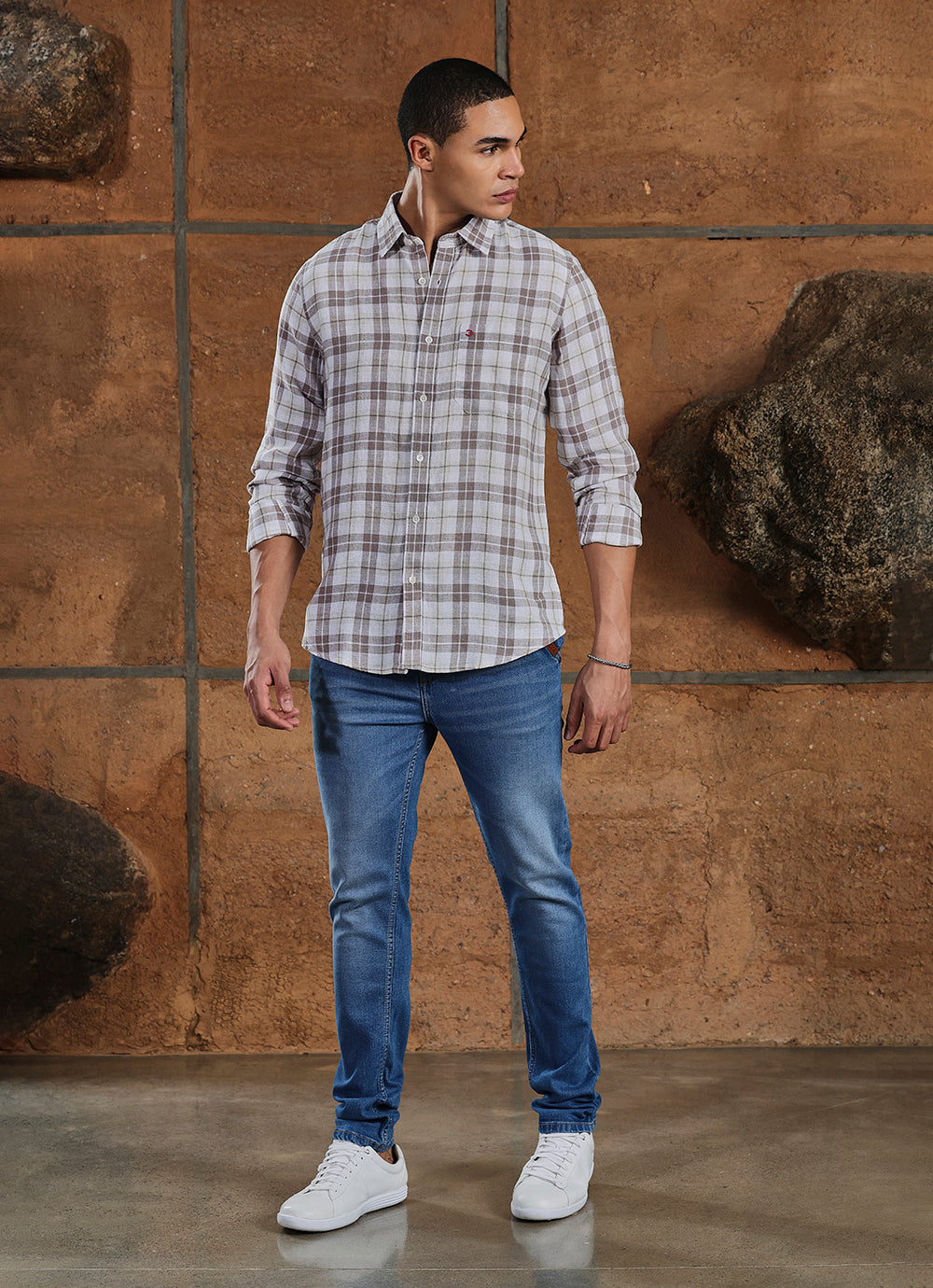 Dark Blue Faded Twill Relaxed Fit Jeans