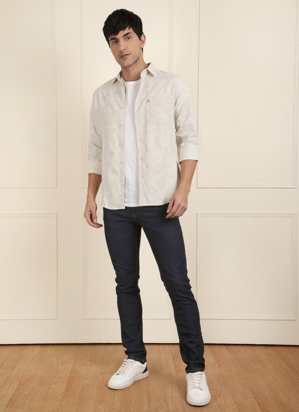 Dark Blue Twill Slim Fit Clean Look Jeans