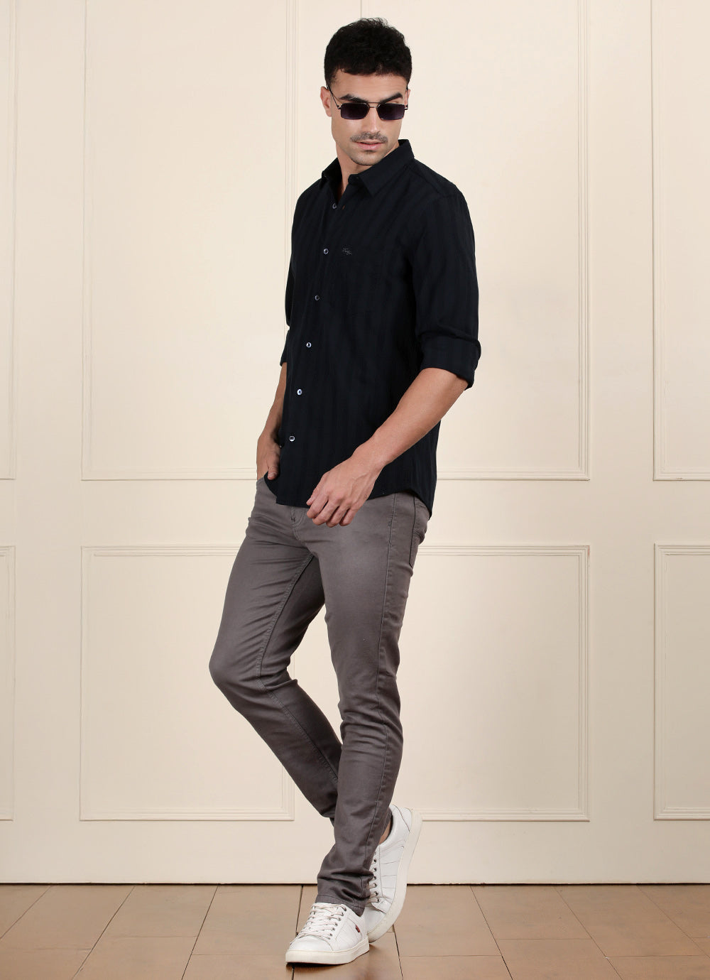 Dark Grey Knitted Slim Fit Jeans