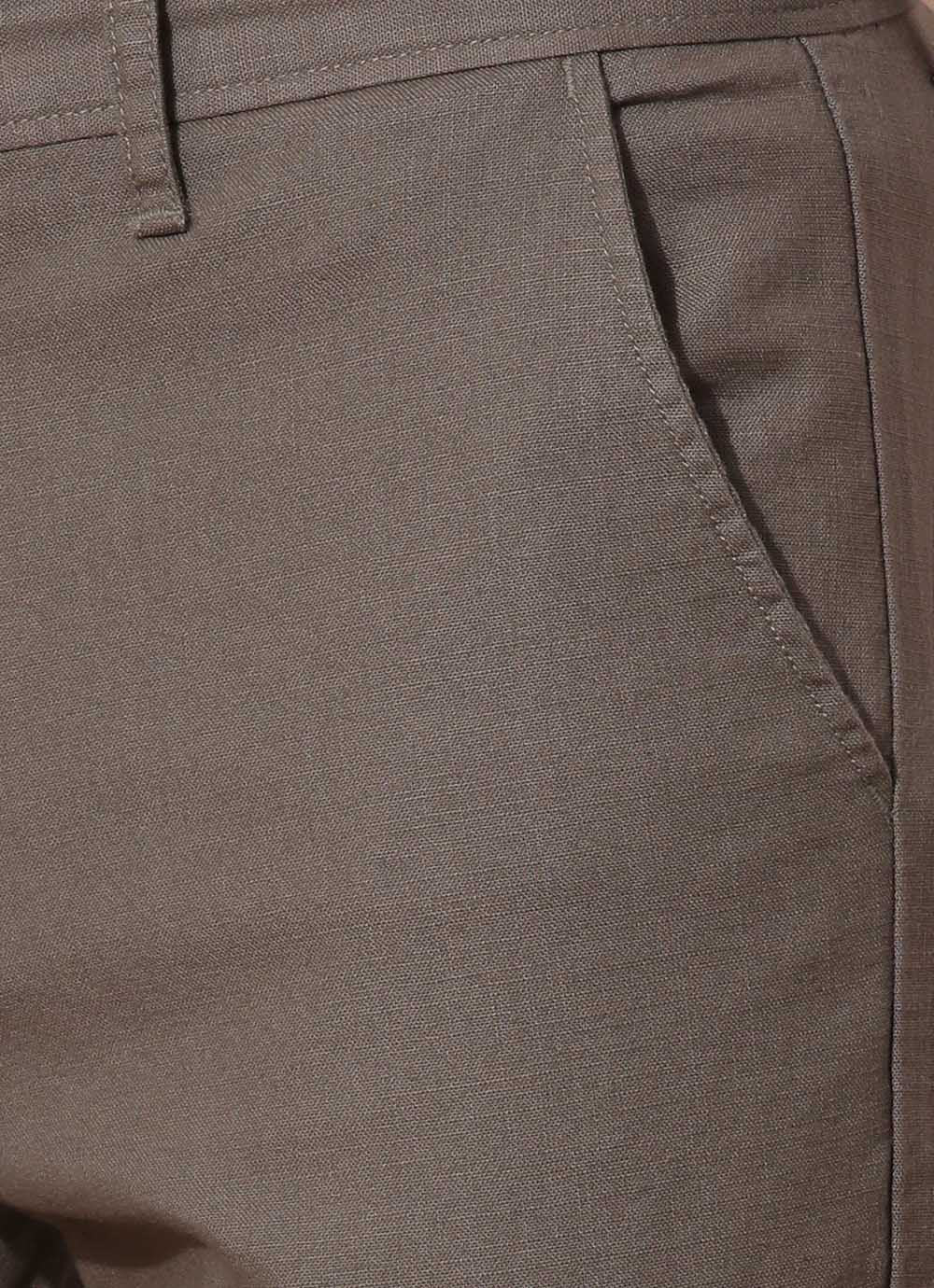 Chicory Green -Slim Fit Slub Cotton Trouser