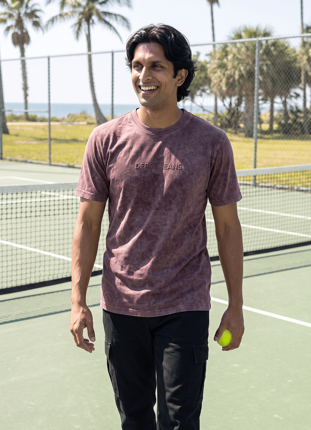 Washed Brown Cotton Regular Fit Tshirt
