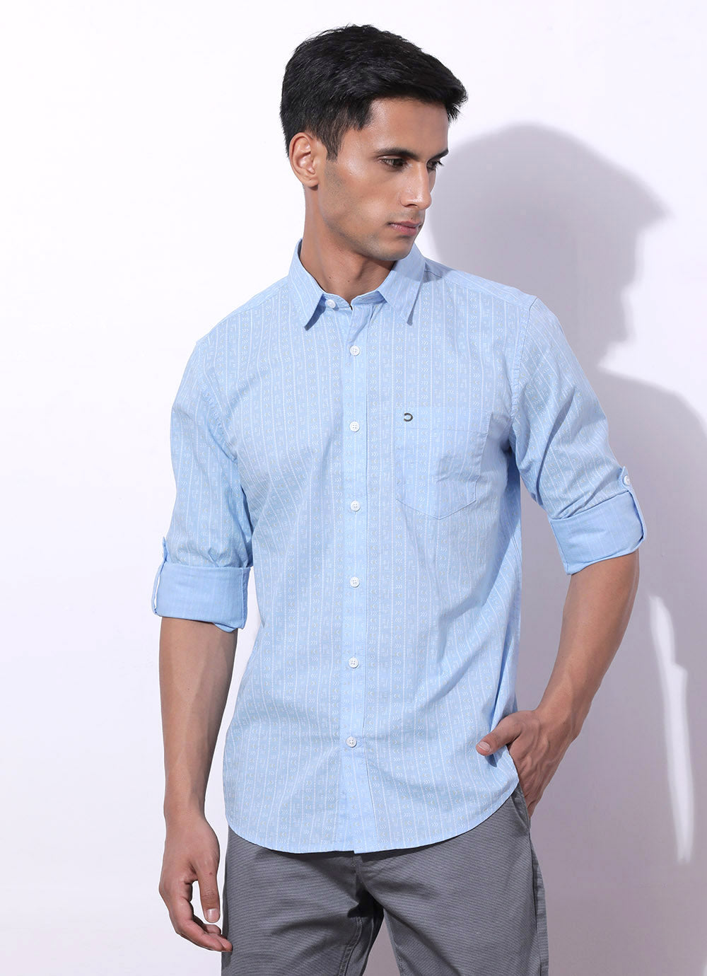 Sidra Blue- Printed Cotton Slim Fit Shirt