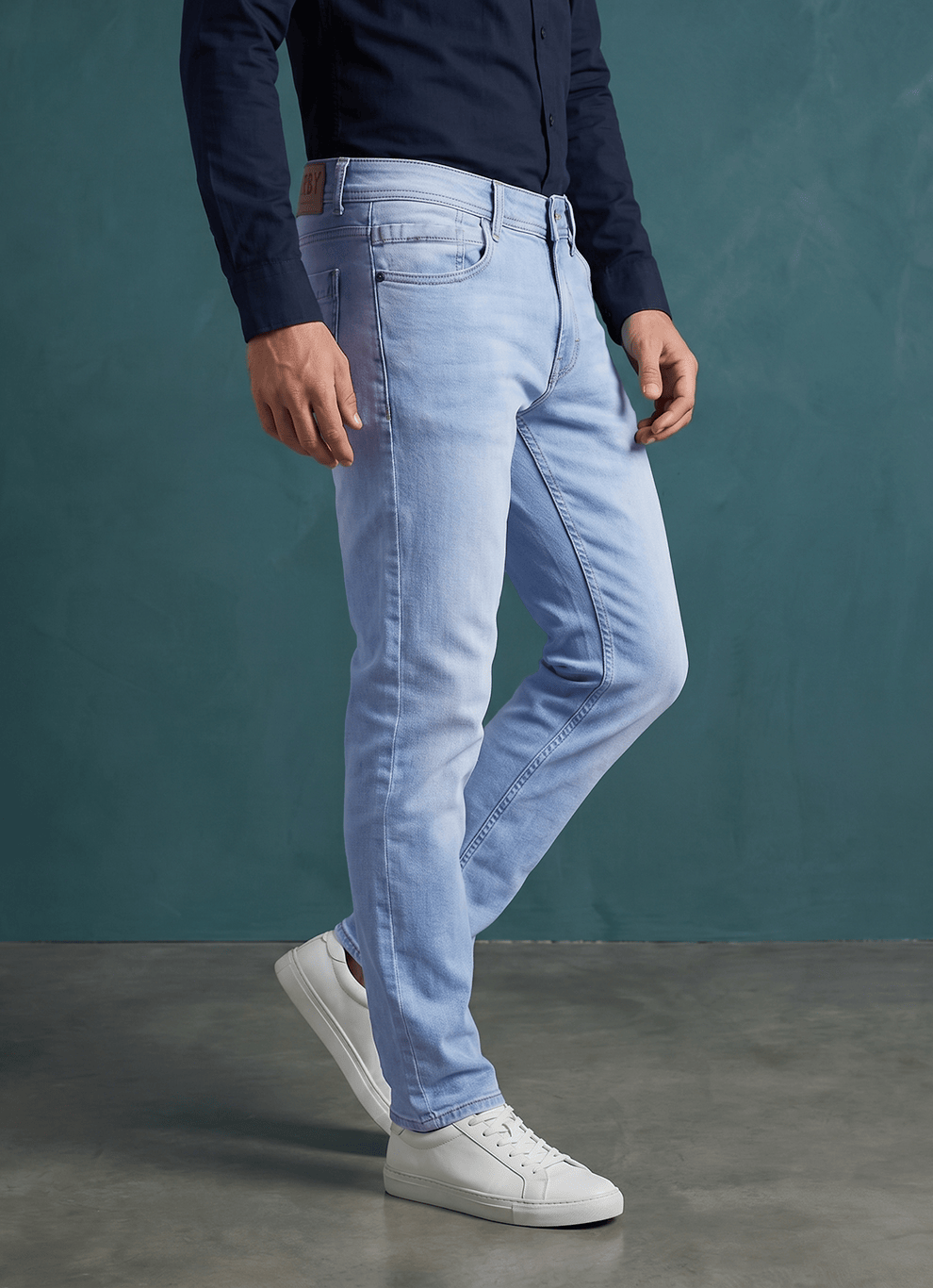 Blue Cotton Relaxed Fit Jeans