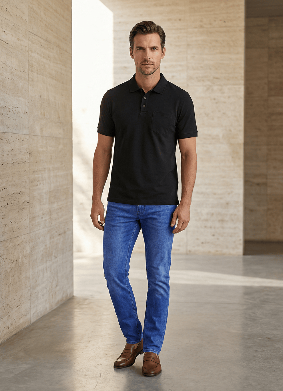 Blue Cotton Slim Fit Jeans