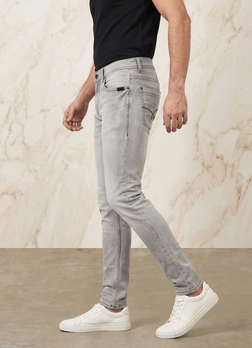 Black Cotton Slim Fit Jeans
