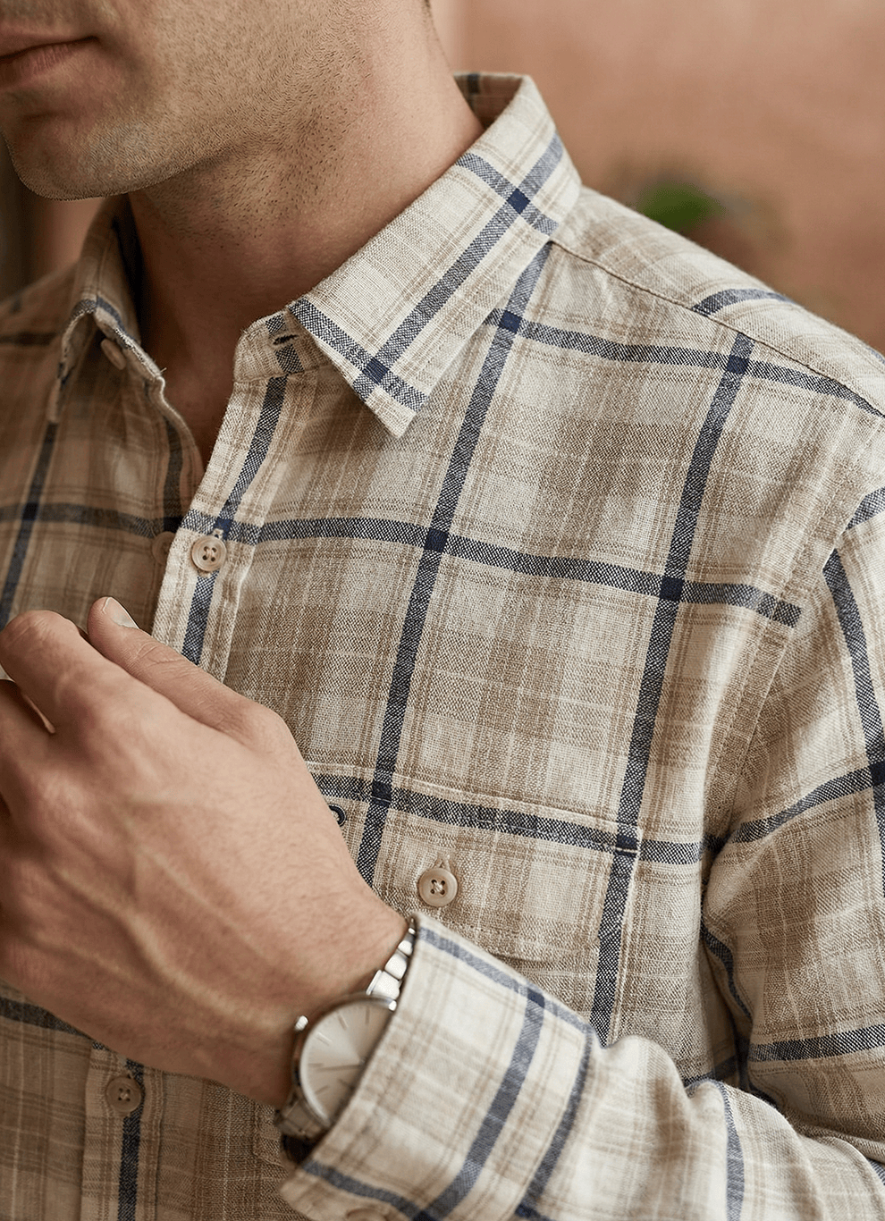 Brown Cotton Dobby Regular Fit Full Sleeve Shirt