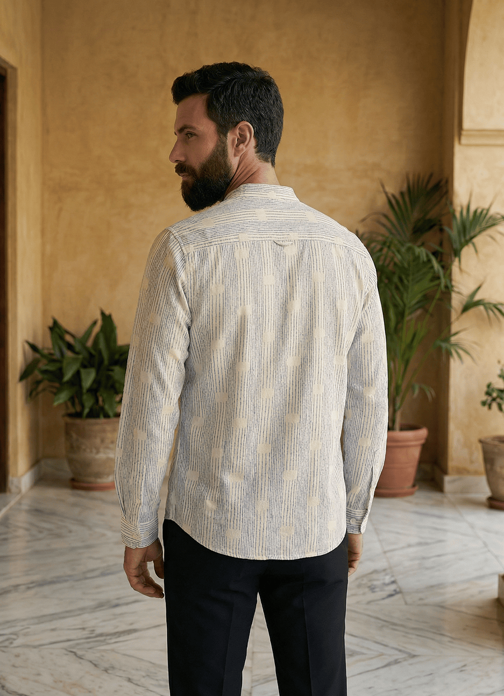 Teal Cotton Slim Fit Full Sleeve Shirt