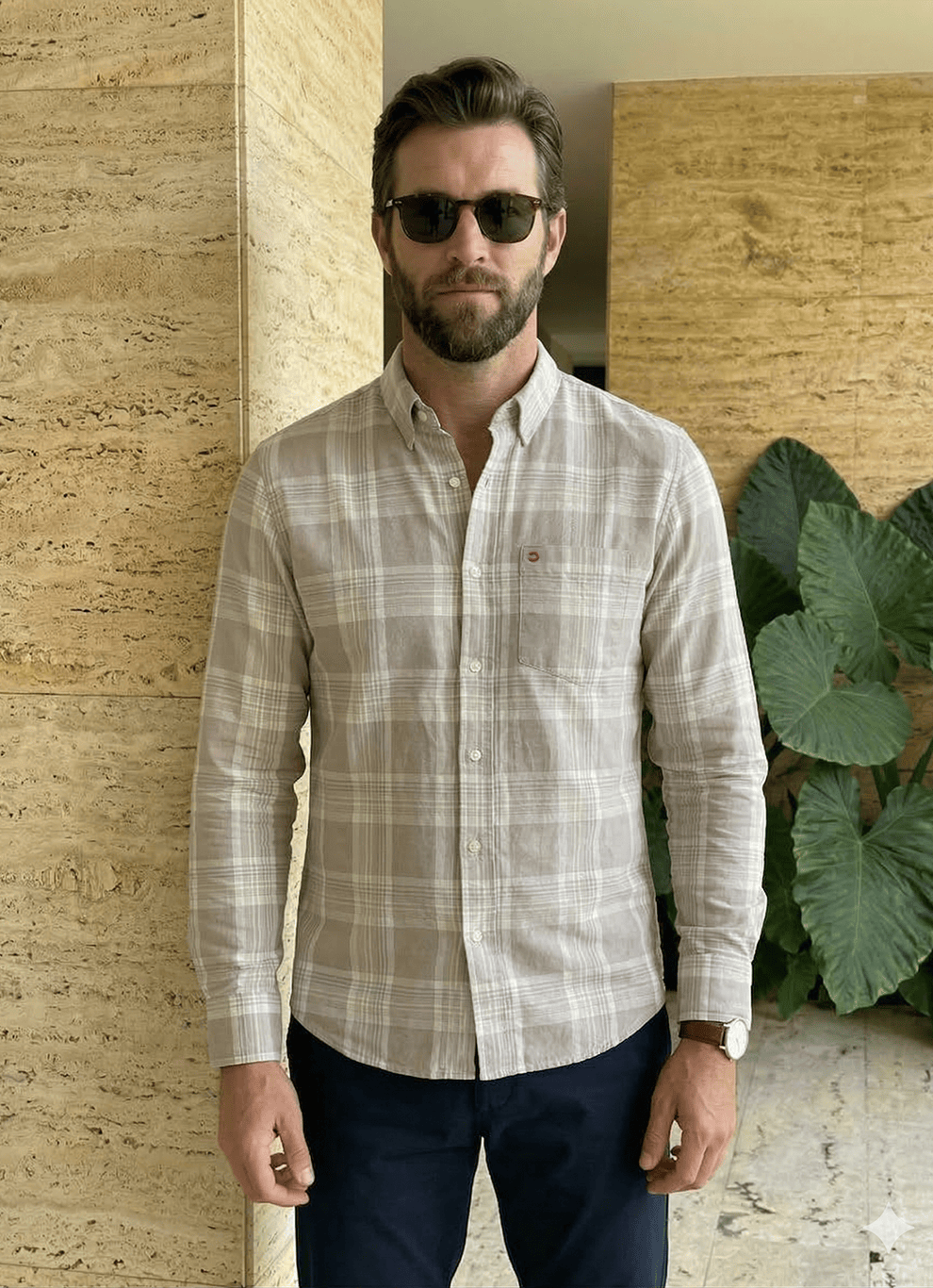 Mud Cotton Checks Slim Fit Full Sleeve Shirt