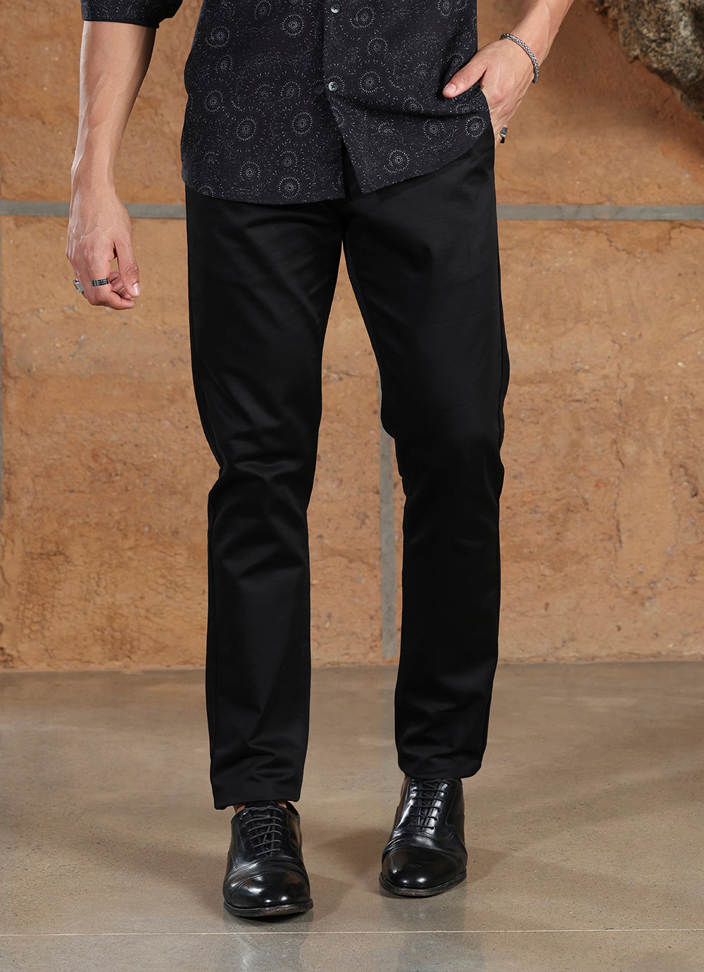 Black Dobby Slim Fit Trouser