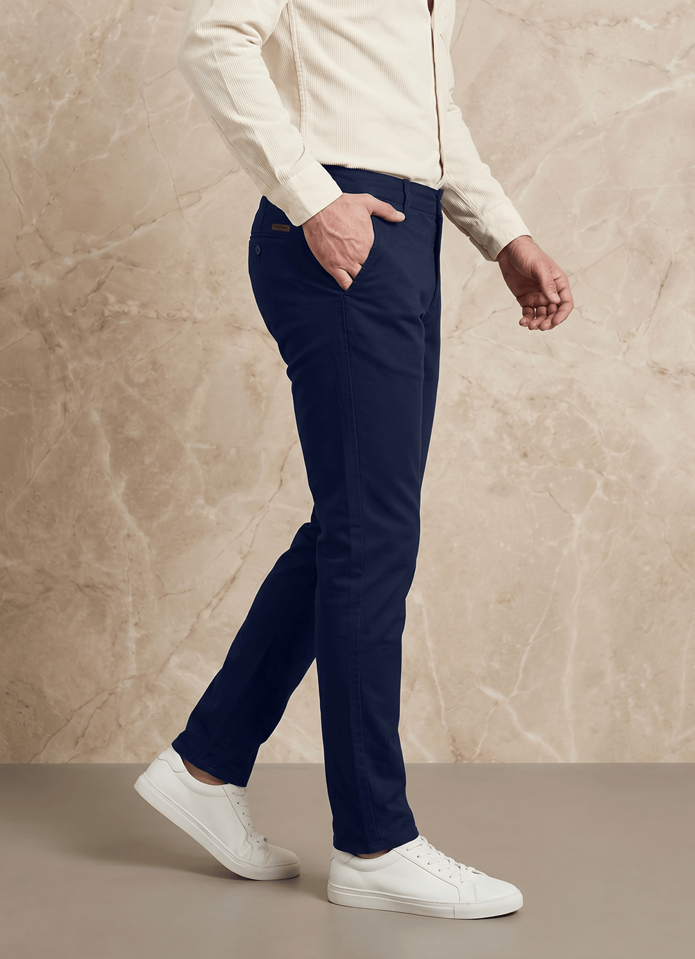 Navy Cotton Slim Fit Trouser