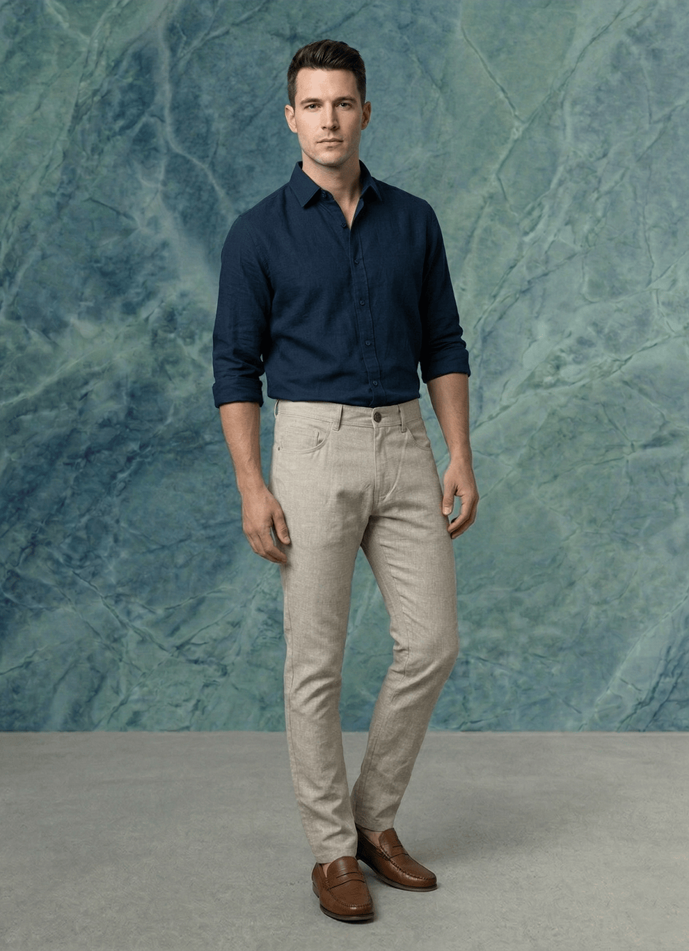 Grey Cotton Poly Relaxed Fit Trouser