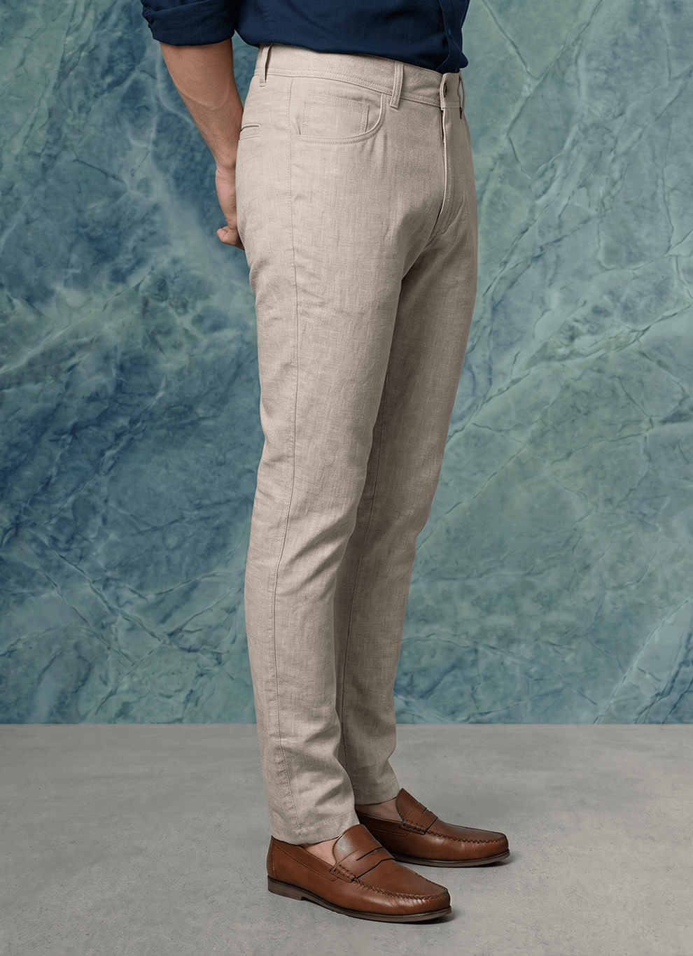 Grey Cotton Poly Relaxed Fit Trouser