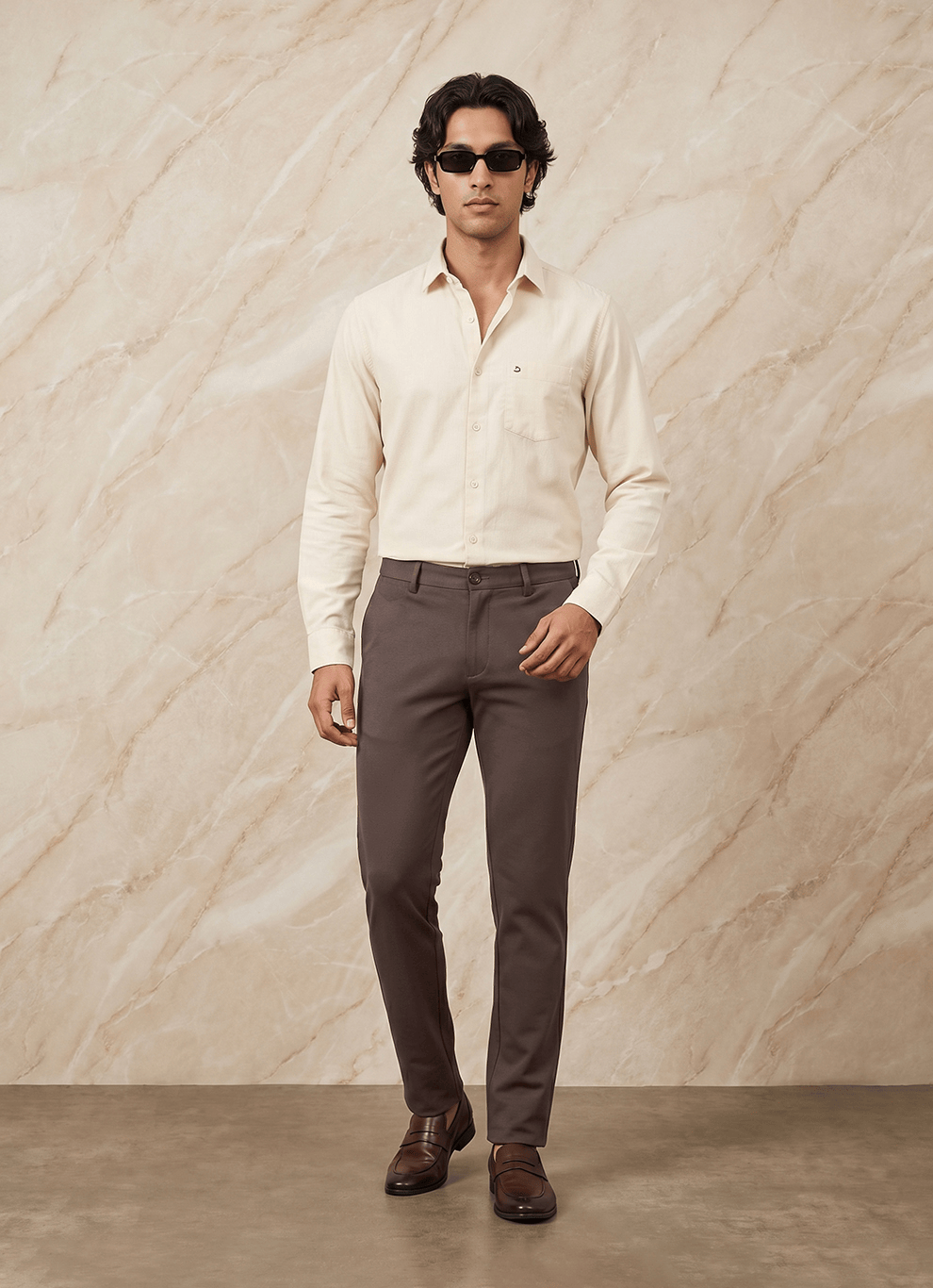 Blue Cotton Slim Fit Trouser