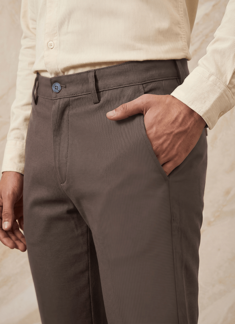 Blue Cotton Slim Fit Trouser